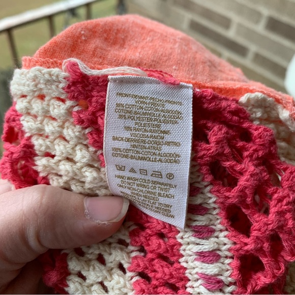 Free People We the Free Crochet Peach Crop Top Size Medium - Picture 10 of 11